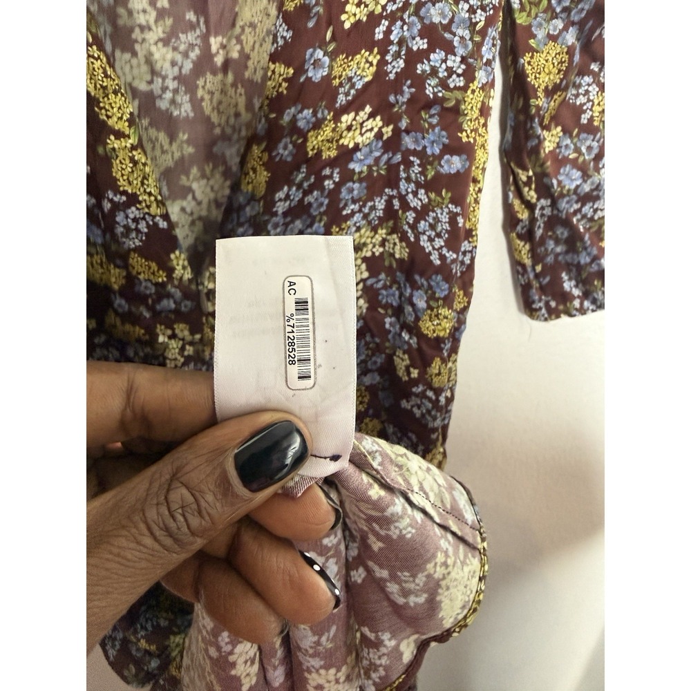 $695 Rentrayage Women's Brown Floral Ruched Baby Cleo Dress Size 6 - Picture 10 of 15